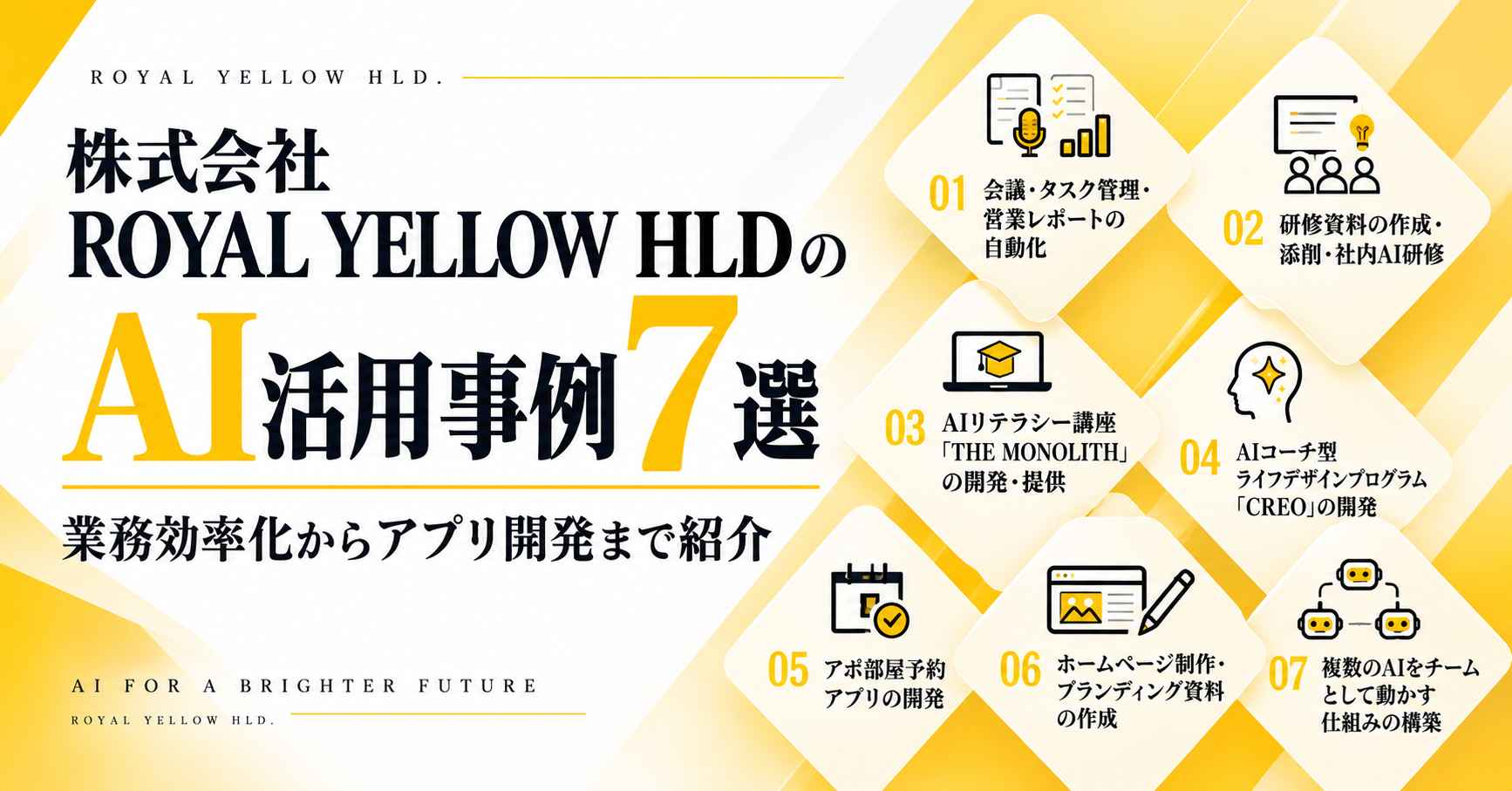 株式会社ROYAL YELLOW HLDのAI活用事例7選｜業務効率化からアプリ開発まで紹介