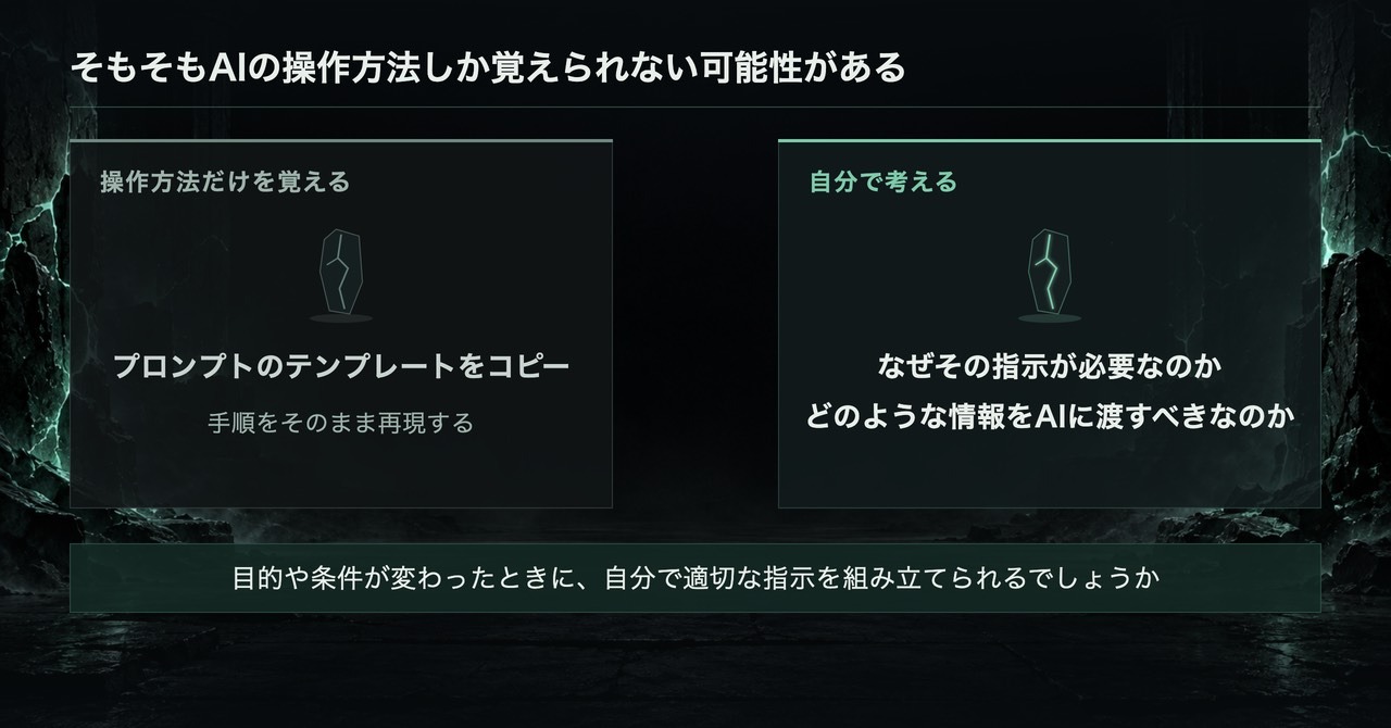 AIの操作方法しか覚えられない