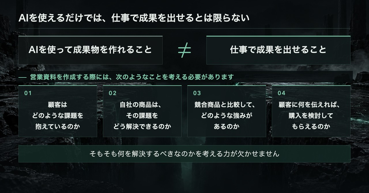 AIを使えるだけでは、成果を出せるとは限らない